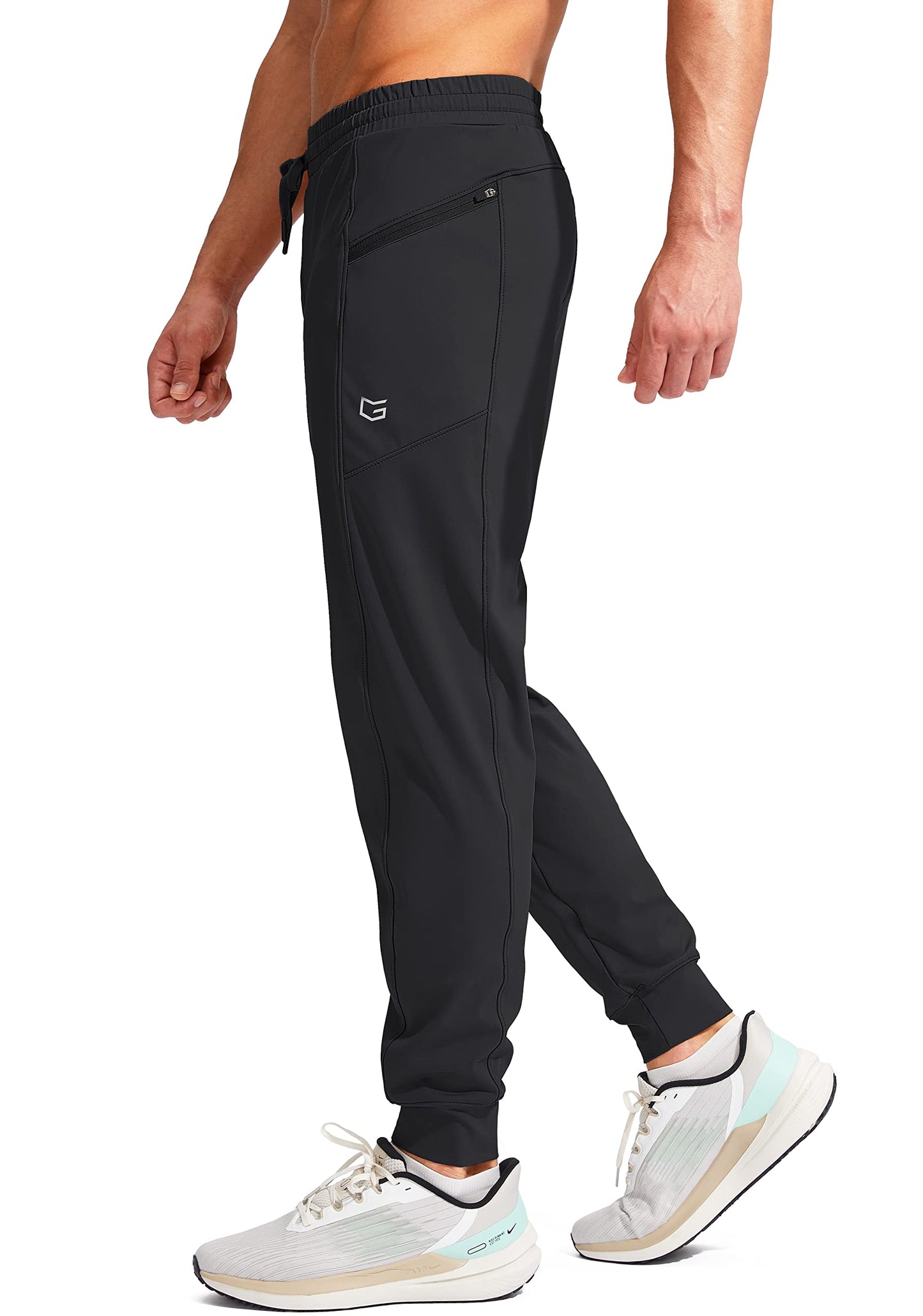 G Gradual Men's Joggers Pants with Zipper Pockets Stretch Athletic Sweatpants for Men Workout Jogging Running(Black, XX-Large)