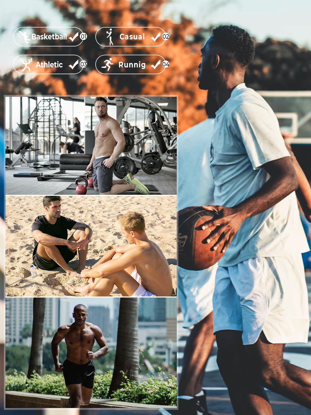 NORTHYARD Men's Athletic Running Shorts Quick Dry Workout Shorts 7"/ 5"/ 9" Lightweight Sports Gym Basketball Tennis Hiking Exercise SEABLUE-9inch L