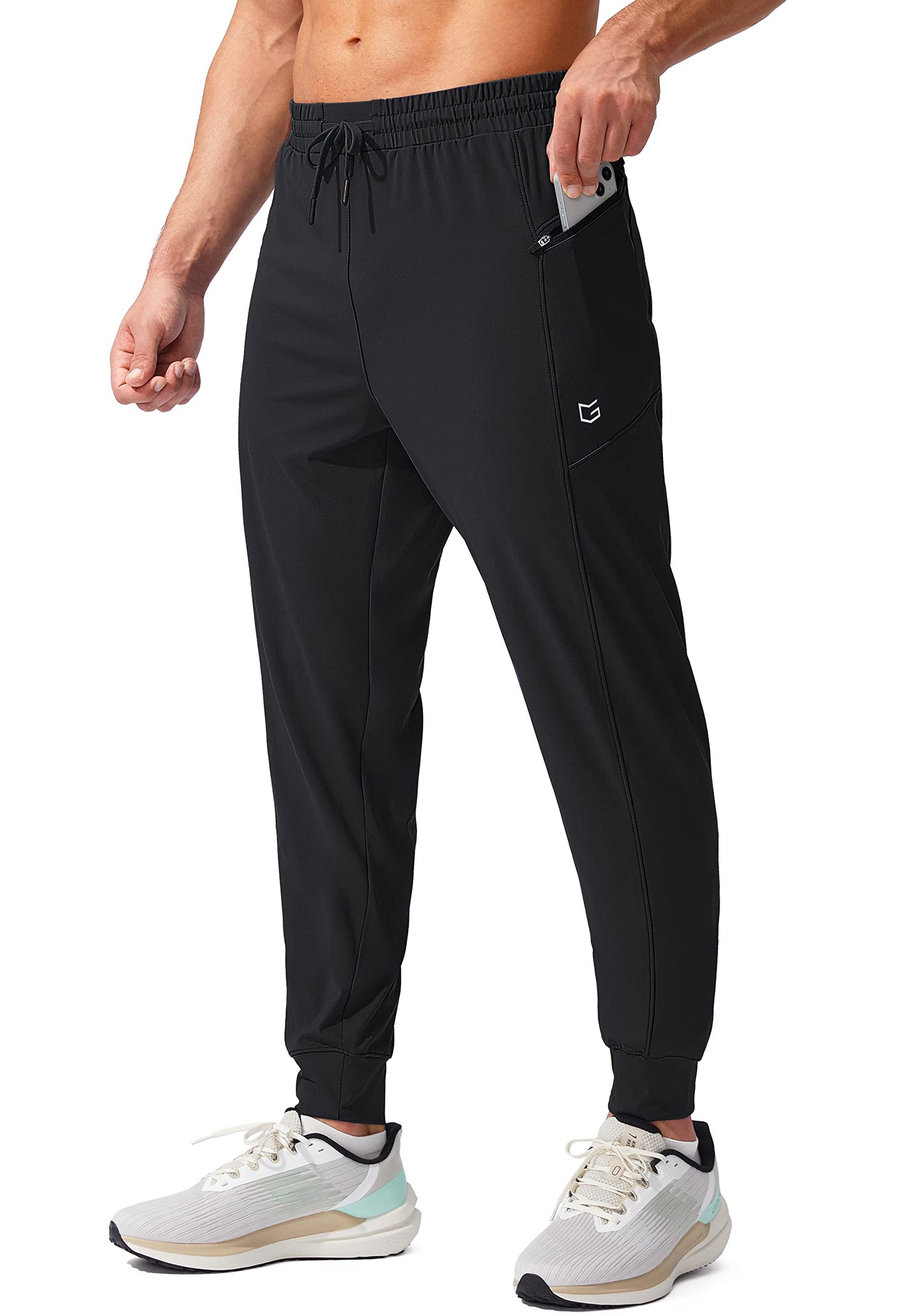 G Gradual Men's Joggers Pants with Zipper Pockets Stretch Athletic Sweatpants for Men Workout Jogging Running(Black, XX-Large)